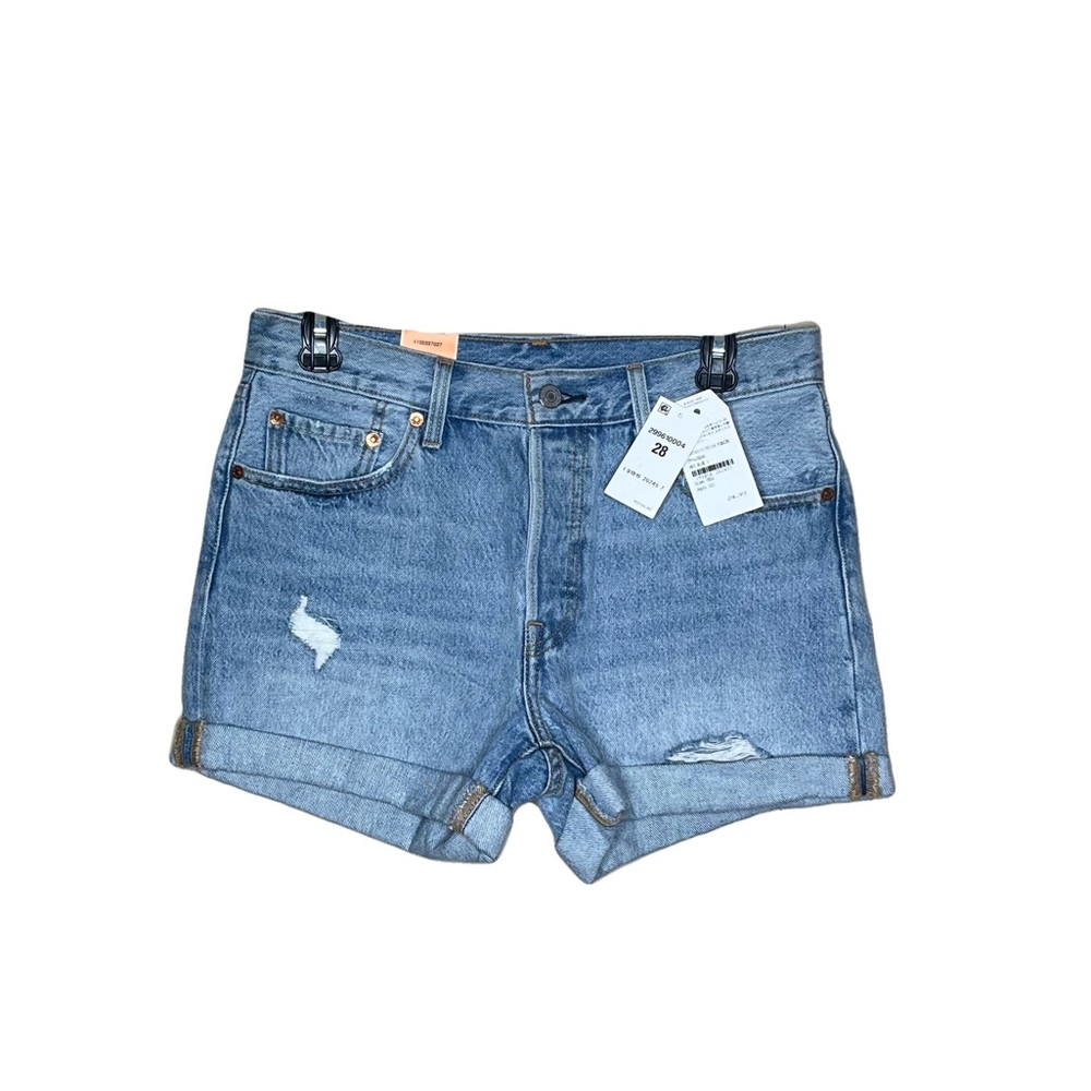 Levi's® 501® Cuffed Long Denim Shorts (North Beach Blues)